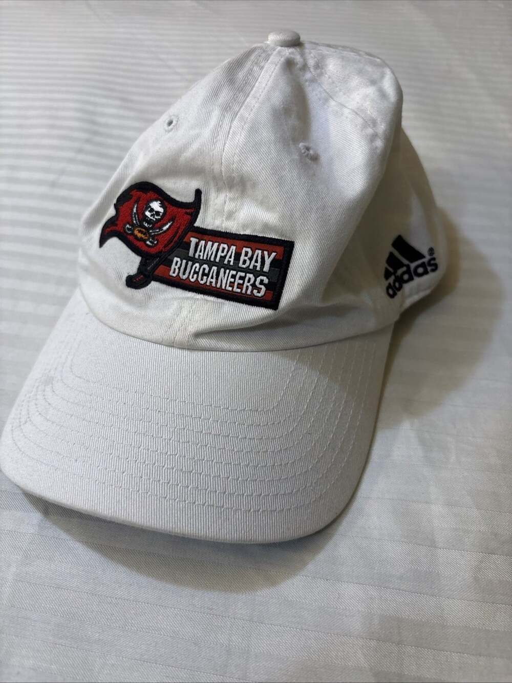 Vintage Tampa Bay Buccaneers Hat WhiteStrap Back Adidas NFL  Embroidered.